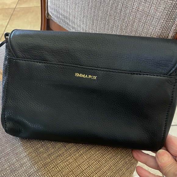 Emma Fox Leather Black and Shimmer Gold Crossbody NWT 10 X 6.5 - Picture 9 of 15